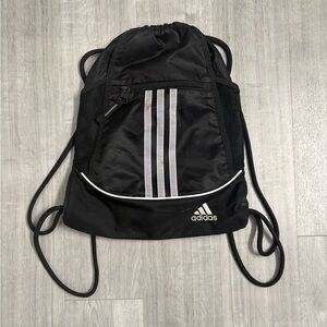 Adidas Alliance II Sackpack Backpack Black Zipper Pocket Drawstring Sling